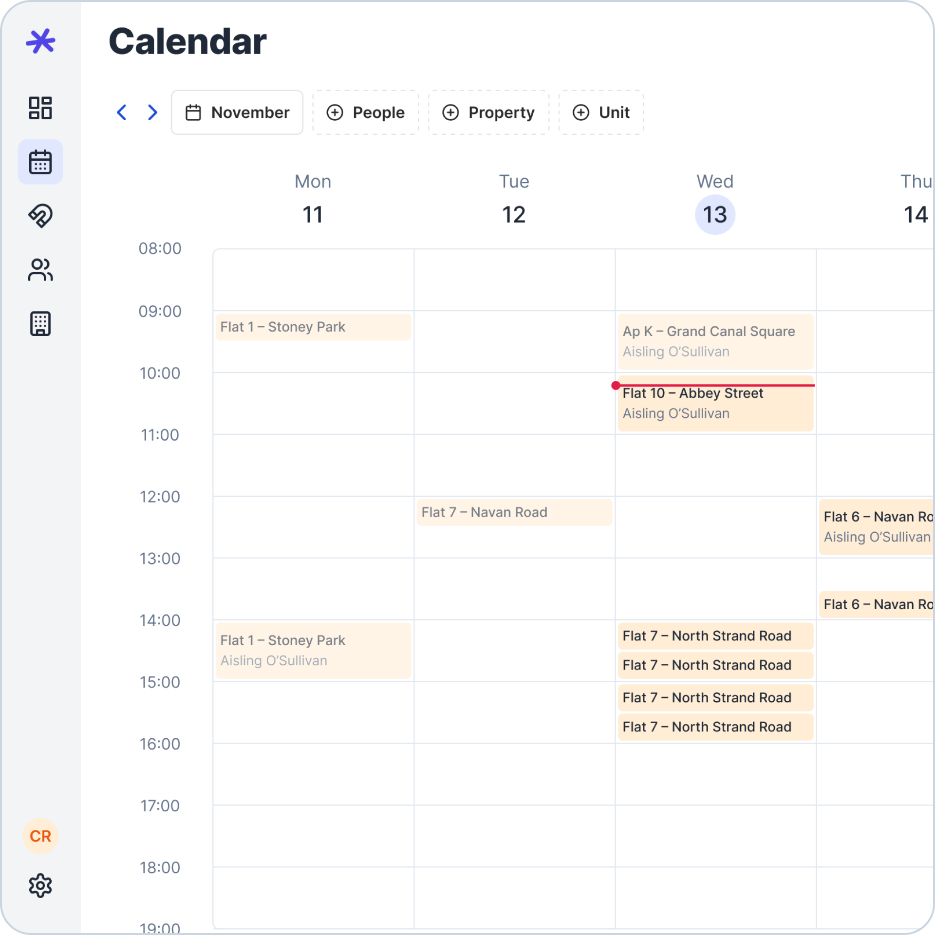 Scheduling calendar interface