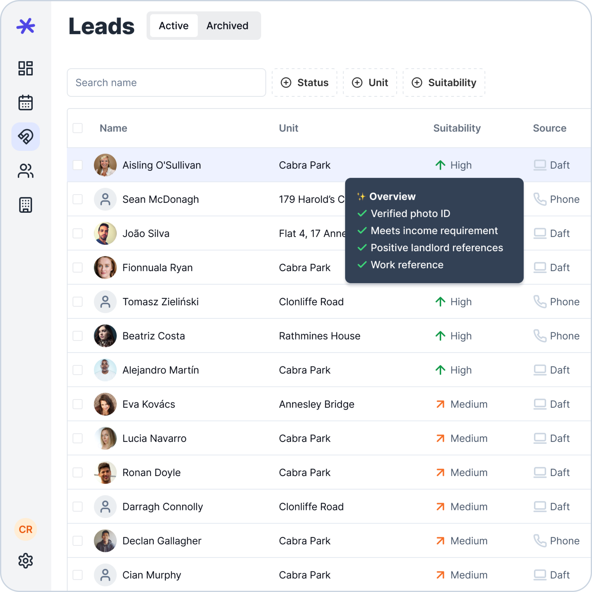 AI-powered lead qualification interface